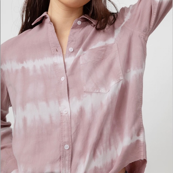 RAILS Ingrid Raw Long Sleeve Short In Mauve White - Picture 3 of 8